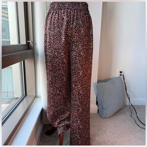 Caballero Elegant Women's Wide Leg Pants - Black and Pink Pattern